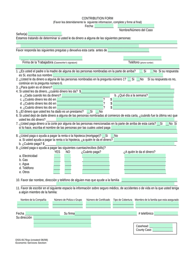 Contribution Form screenshot