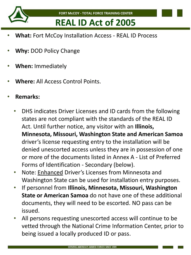 REAL ID Act Of 2005 screenshot