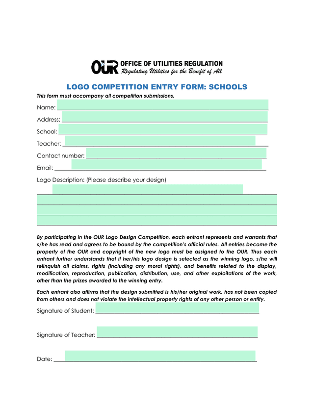 LOGO COMPETITION ENTRY FORM SCHOOLS screenshot