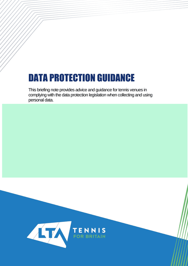 DATA PROTECTION GUIDANCE FOR TENNIS VENUES screenshot