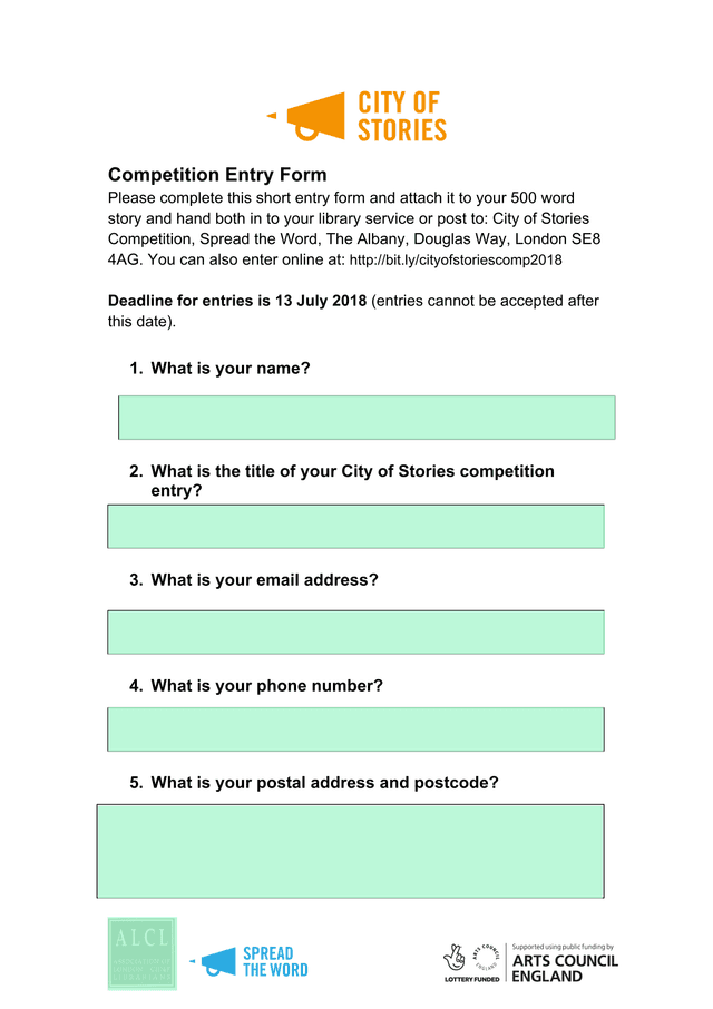 Competition Entry Form screenshot