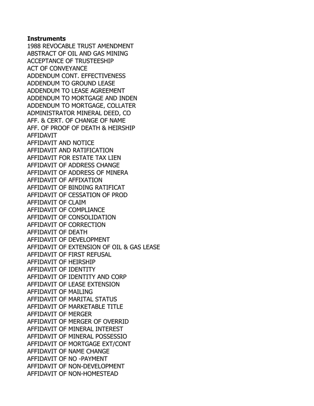Instruments List screenshot