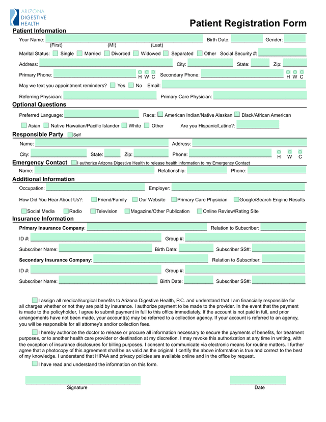 Patient Registration Form screenshot
