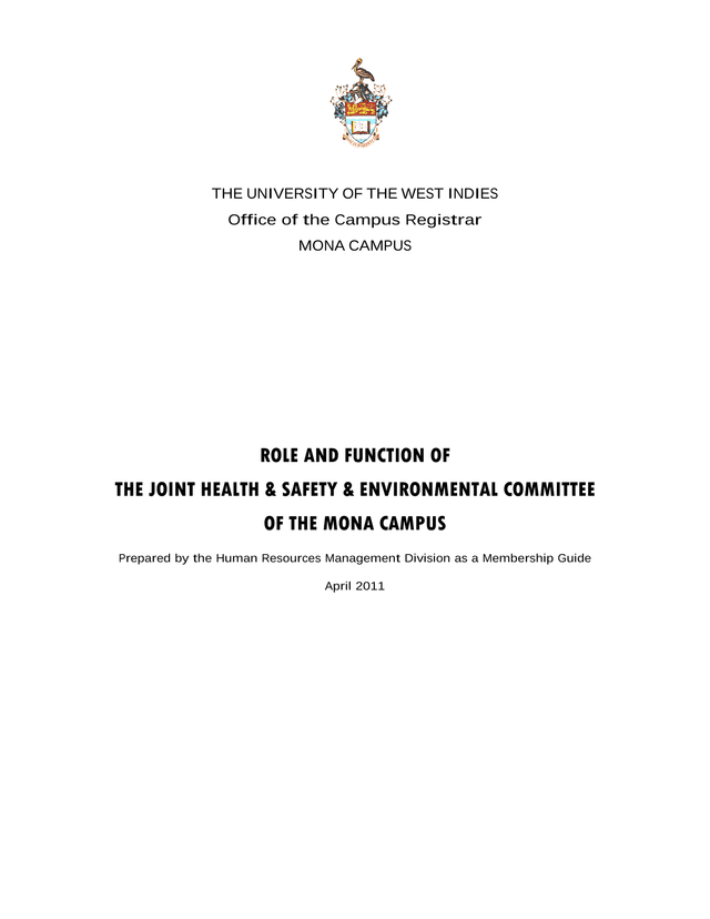 Role And Function Of The Joint Health  Safety  Environmental Committee Of The Mona Campus screenshot