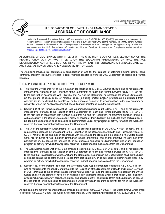 Assurance Of Compliance screenshot