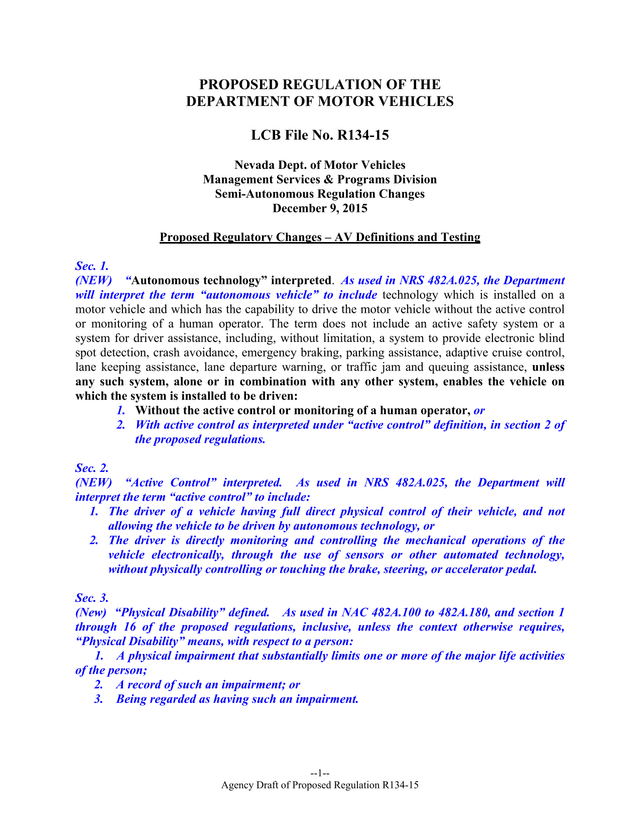 Agency Draft Of Proposed Regulation R134 15 screenshot