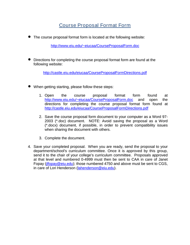 Course Proposal Format Form screenshot