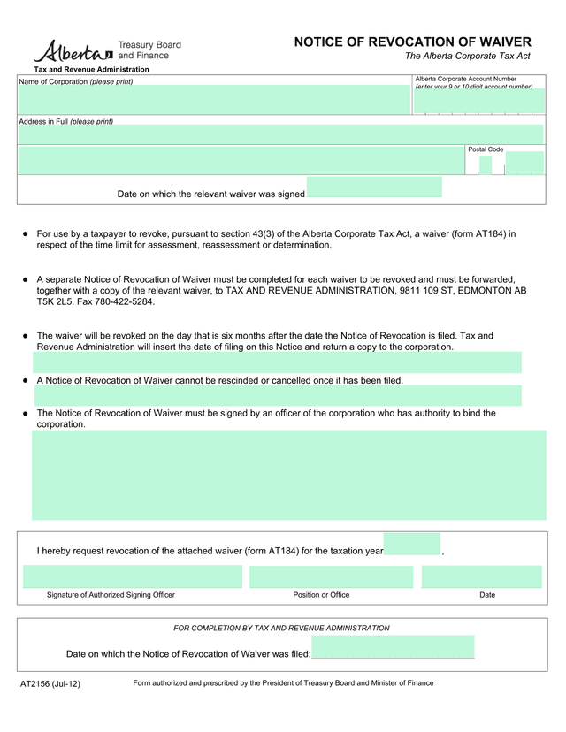 Notice Of Revocation Of Waiver screenshot