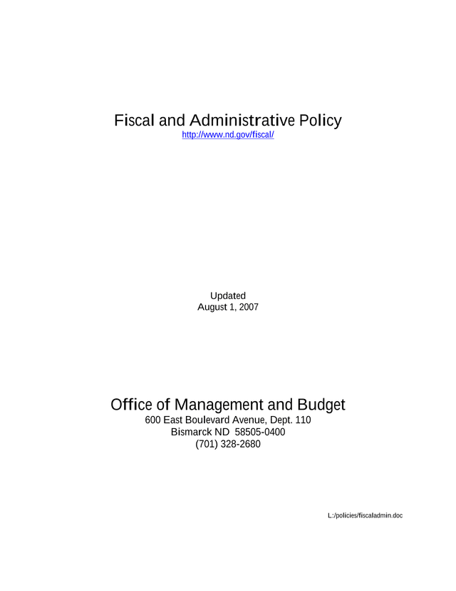 Fiscal And Administrative Policy screenshot