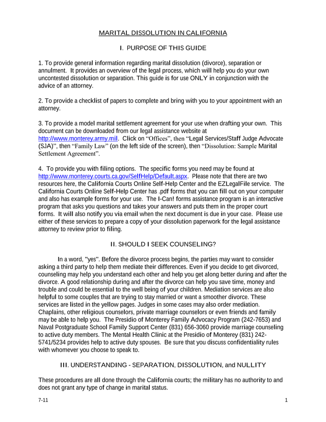 Marital Dissolution In California screenshot