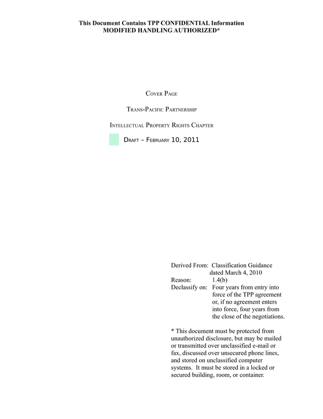 Trans Pacific Partnership Intellectual Property Rights Chapter screenshot