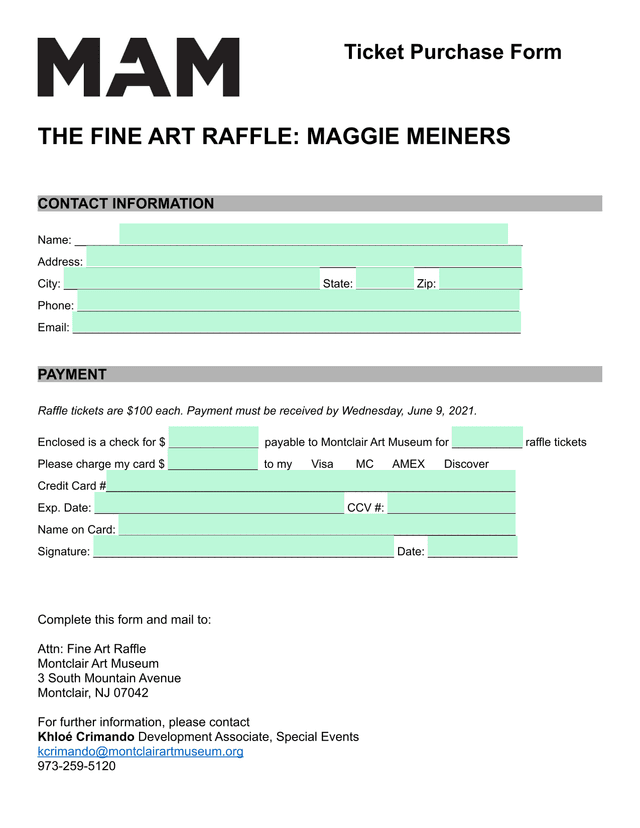 Ticket Purchase Form   Fine Art Raffle Maggie Meiners screenshot