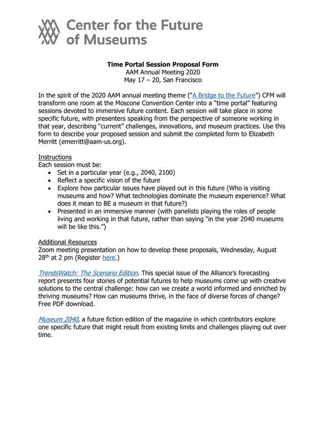 Time Portal Session Proposal Form screenshot