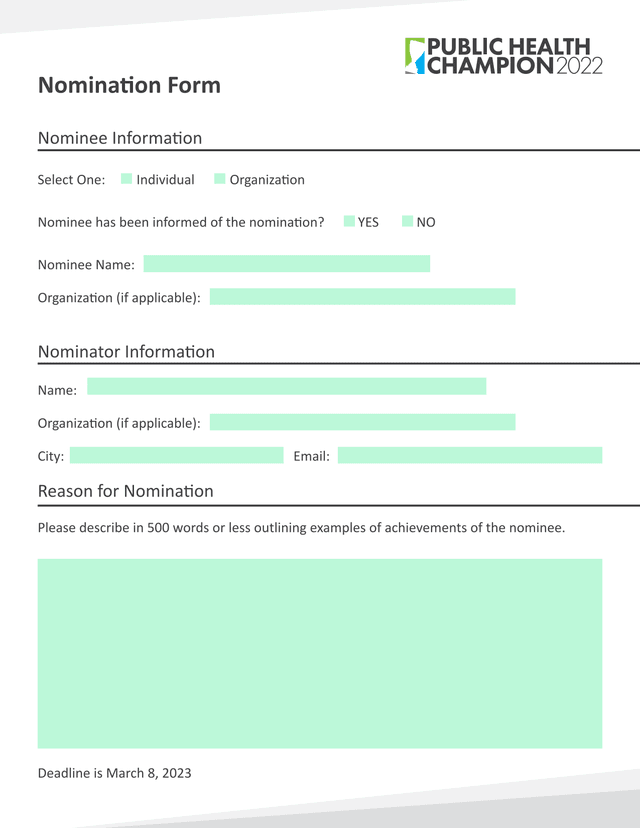 Nomination Form screenshot