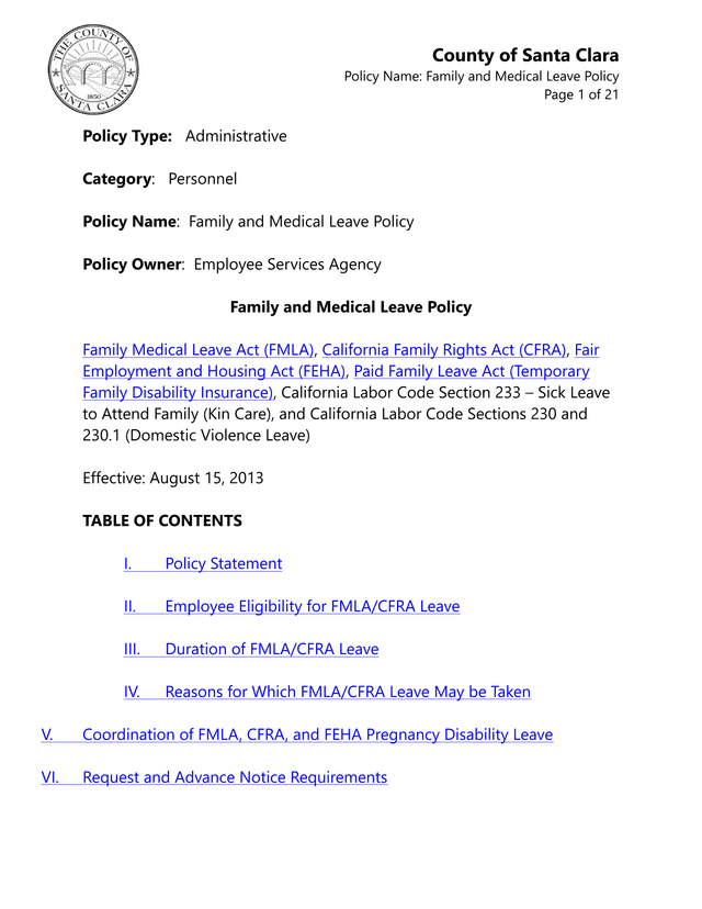Family And Medical Leave Policy screenshot