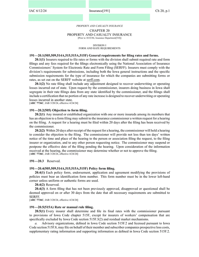 Property And Casualty Insurance Regulations screenshot