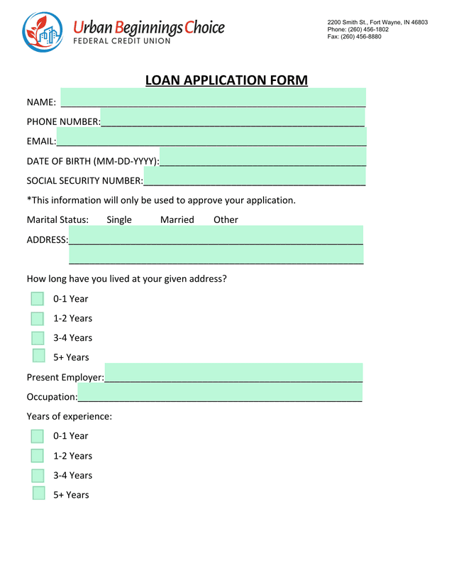 Loan Application Form screenshot