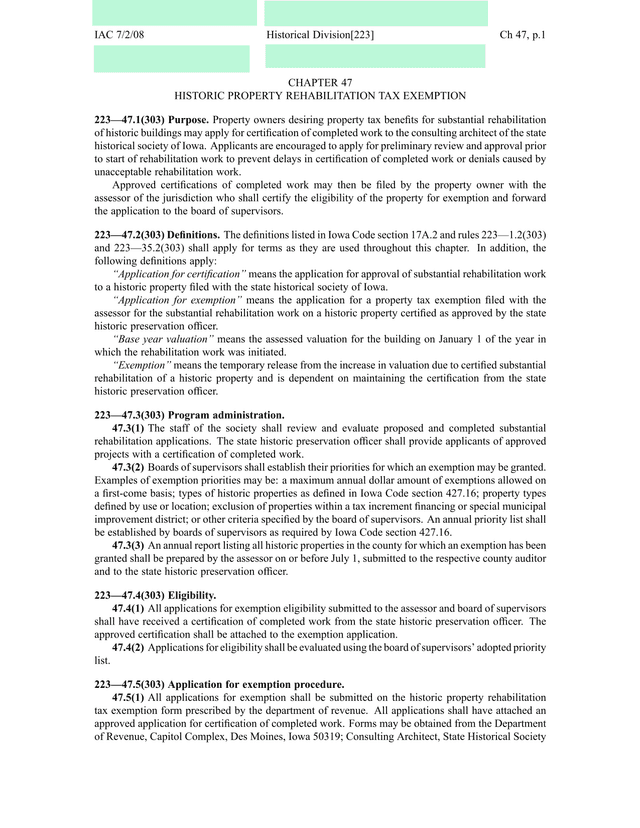 Historic Property Rehabilitation Tax Exemption screenshot
