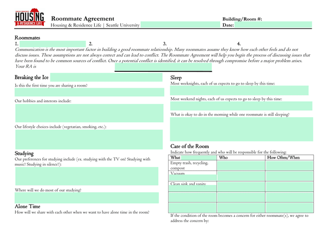 Roommate Agreement screenshot