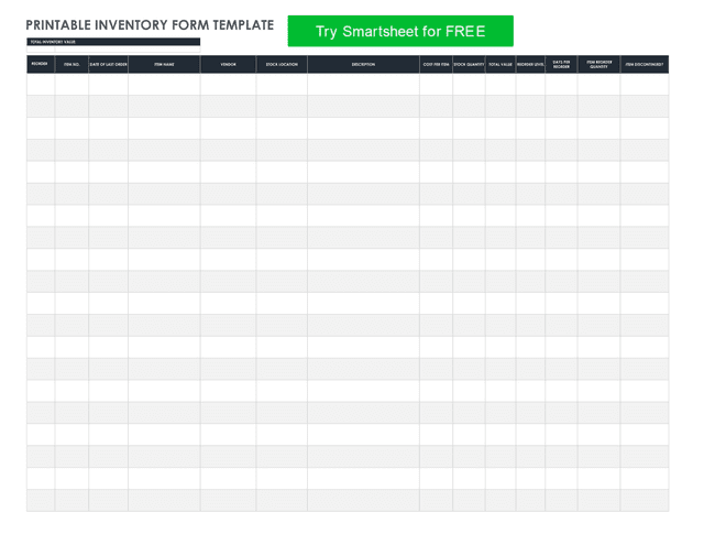 Stock Inventory Item Template screenshot