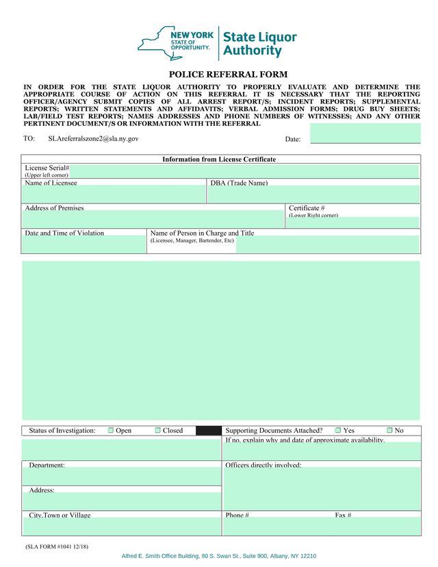 POLICE REFERRAL FORM screenshot