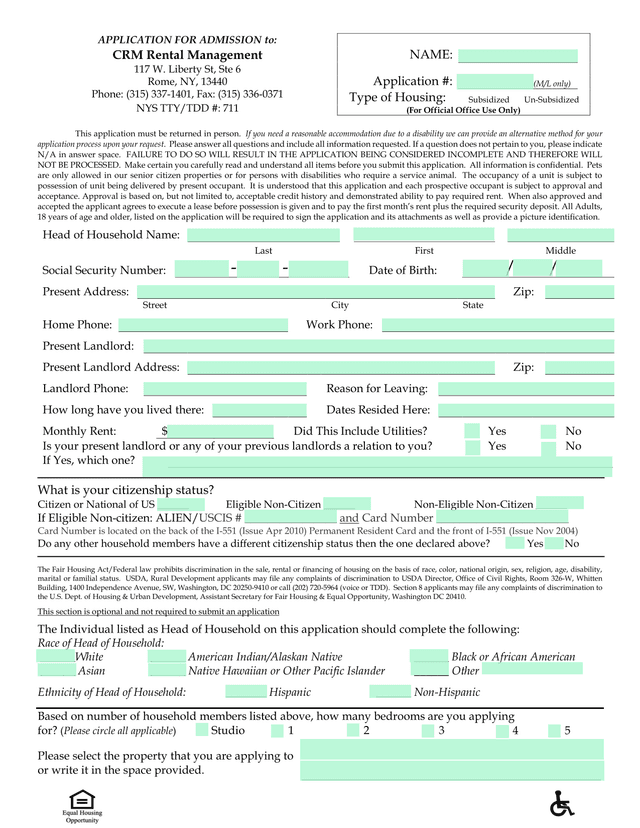 APPLICATION FOR ADMISSION screenshot