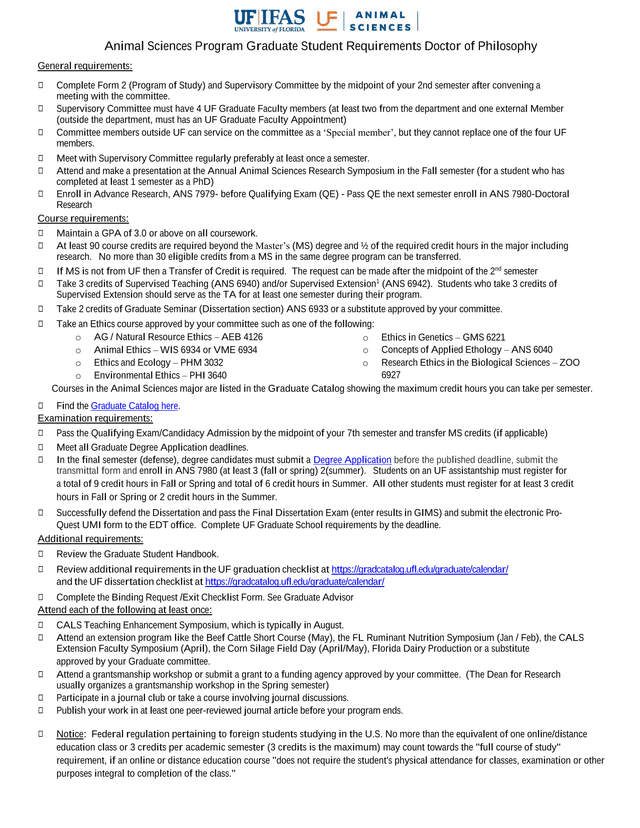 PhD Student General Requirements screenshot