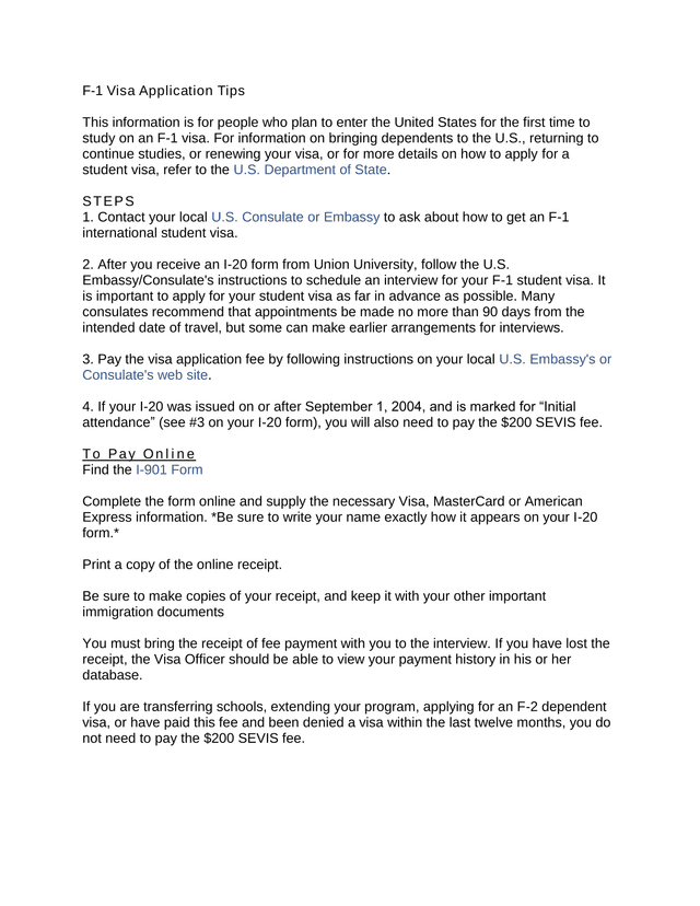 F 1 Visa Application Tips screenshot