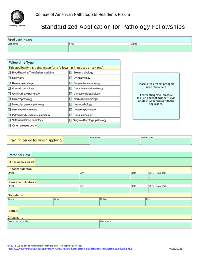Standardized Application For Pathology Fellowships screenshot