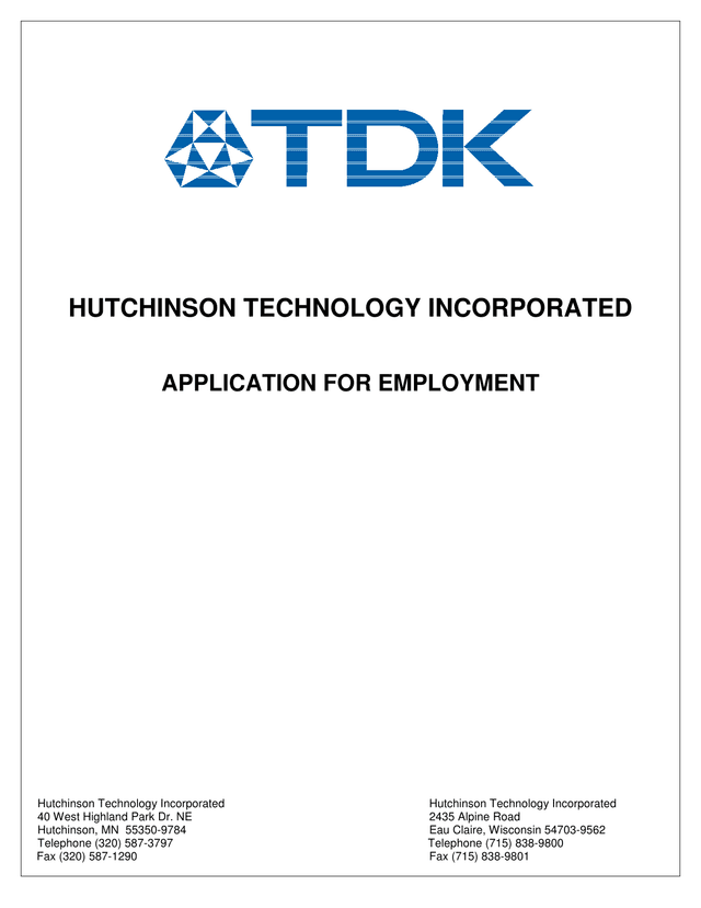 APPLICATION FOR EMPLOYMENT screenshot