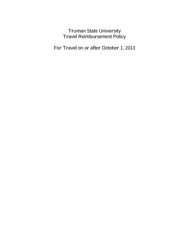 Truman State University Travel Reimbursement Policy screenshot