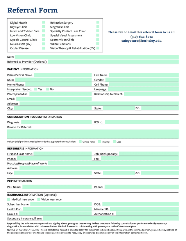 Referral Form screenshot