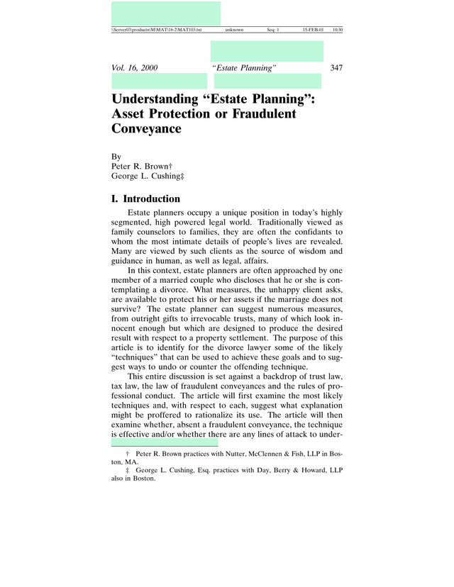 Understanding Estate Planning Asset Protection Or Fraudulent Conveyance screenshot