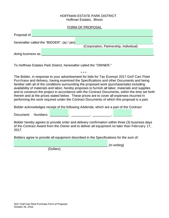 2017 Golf Cart Fleet Purchase Form Of Proposal screenshot