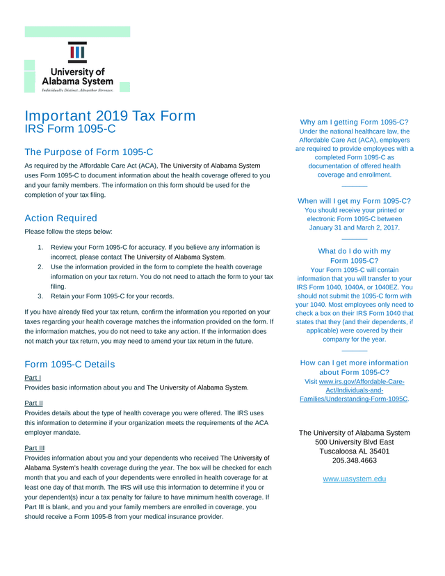 IRS Form 1095 C screenshot