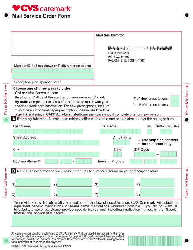 Mail Service Order Form screenshot