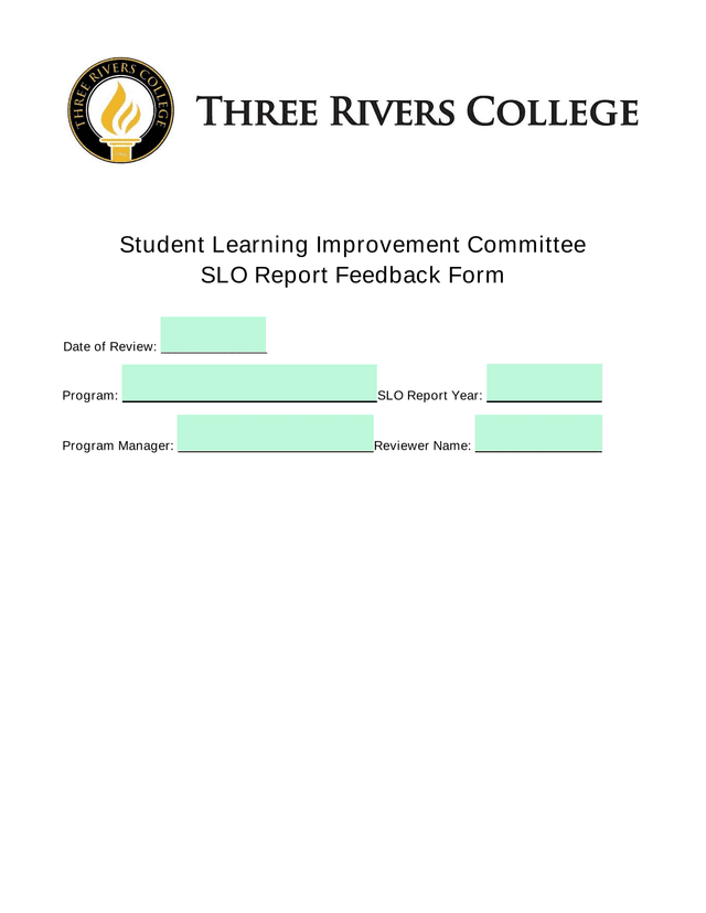 SLO Report Feedback Form screenshot