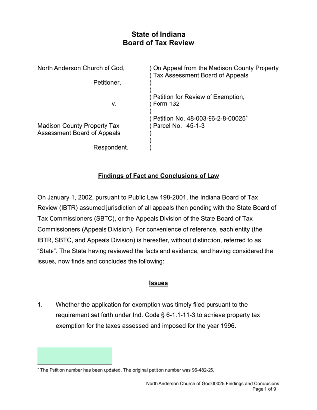 Findings Of Fact And Conclusions Of Law screenshot