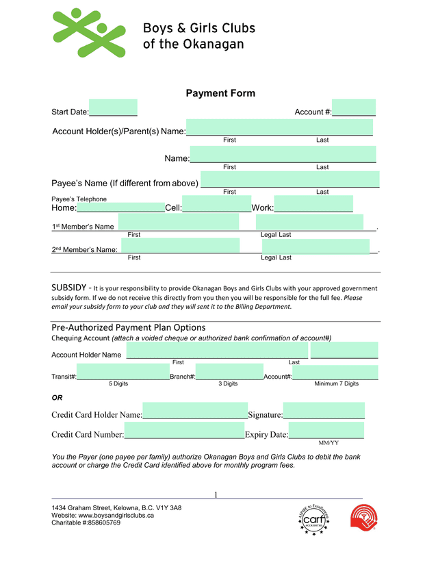 Payment Form screenshot