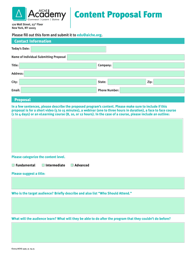 Content Proposal Form screenshot