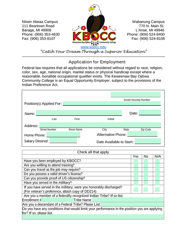 Application For Employment screenshot