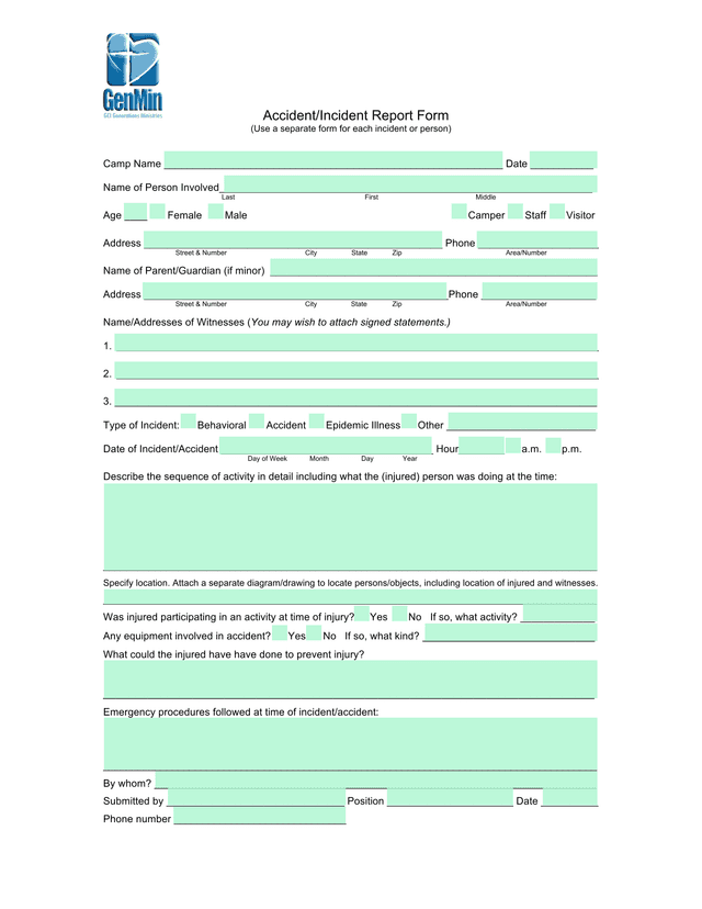 AccidentIncident Report Form screenshot