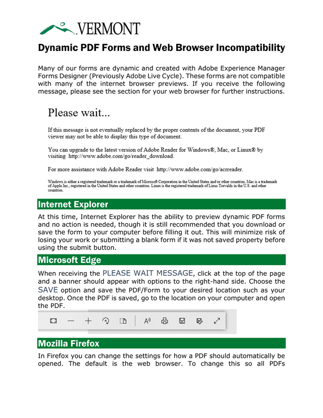 Dynamic PDF Forms And Web Browser Incompatibility screenshot