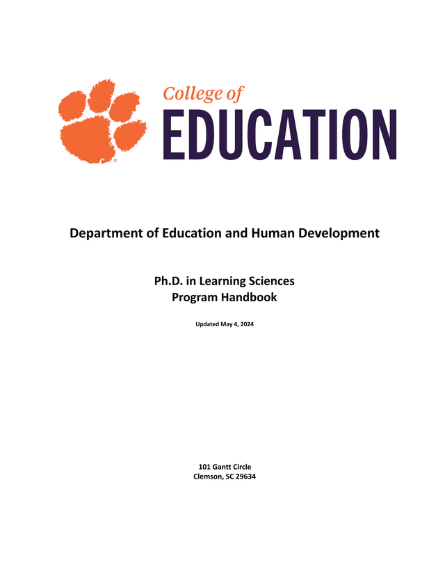 Ph.D. In Learning Sciences Program Handbook screenshot