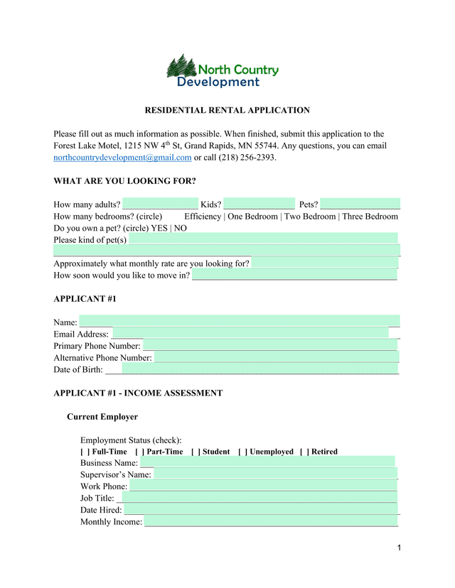 Residential Rental Application screenshot