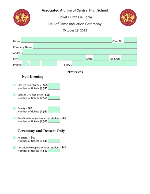 Ticket Purchase Form screenshot