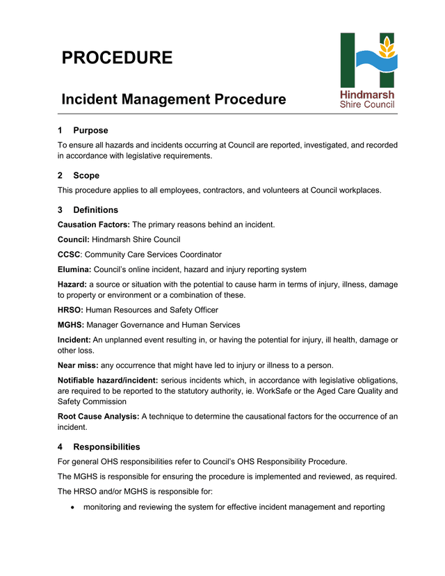 Incident Management Procedure screenshot