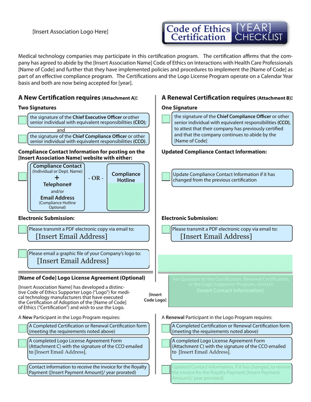 Certification Checklist For Medical Technology Companies screenshot