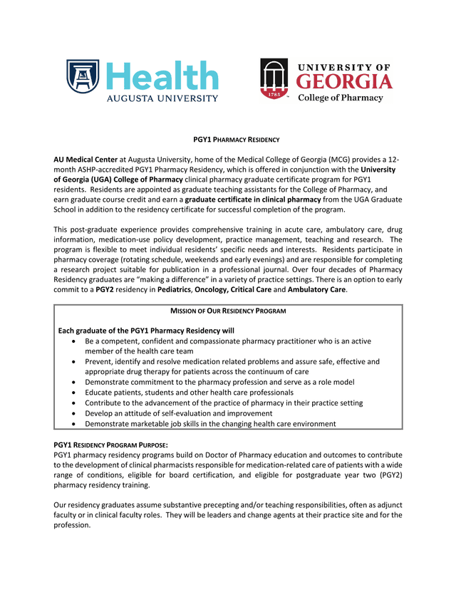 PGY1 Pharmacy Residency screenshot