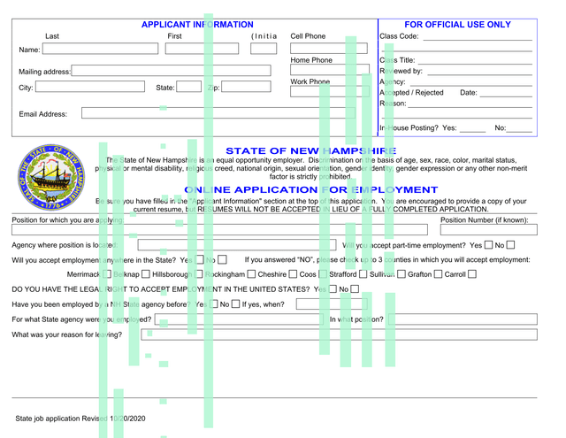 ONLINE APPLICATION FOR EMPLOYMENT screenshot